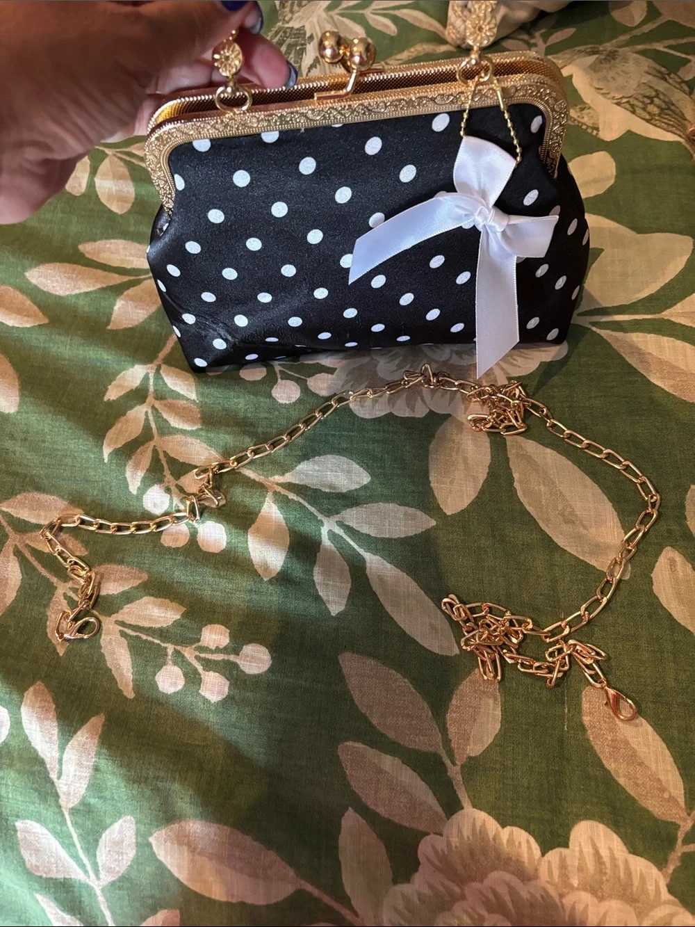 Classic Polka Dot Frame Handbag in Black and White
